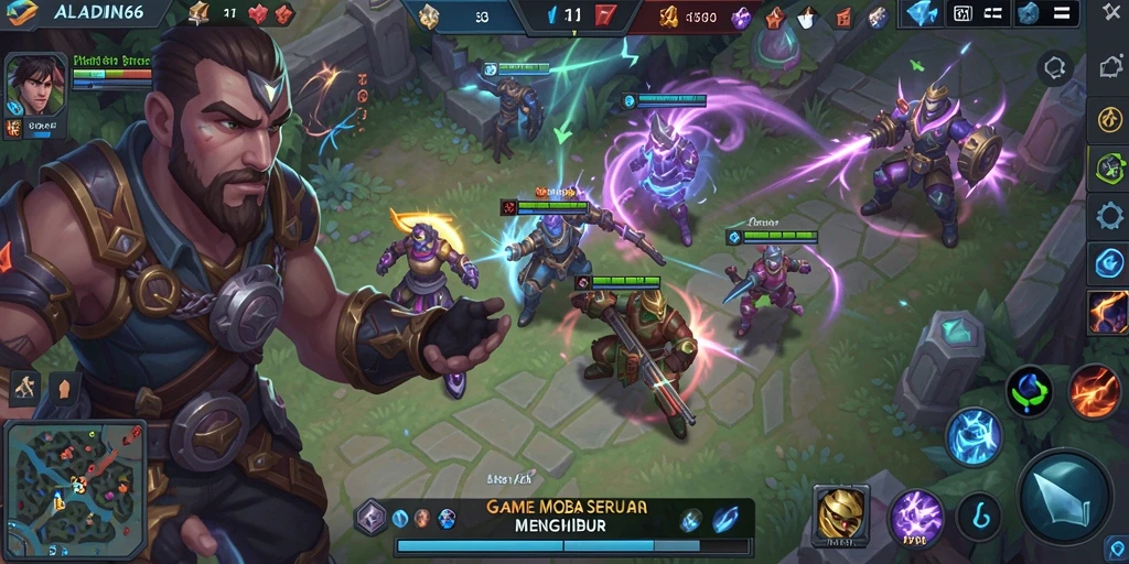 Tampilan seru gameplay ALADIN66 dengan karakter yang berjuang di arena.