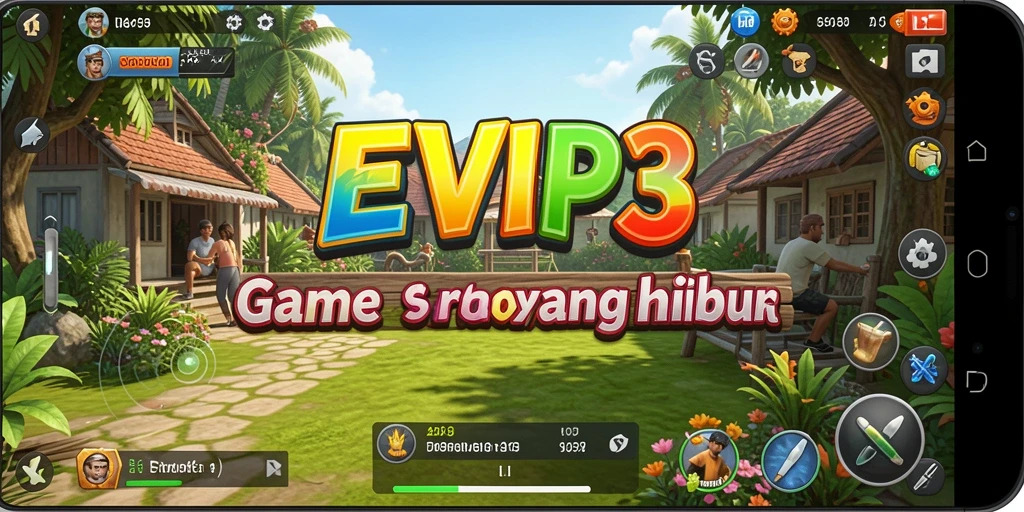Screenshot gameplay EVIP3 menampilkan suasana santai dan interaktif.