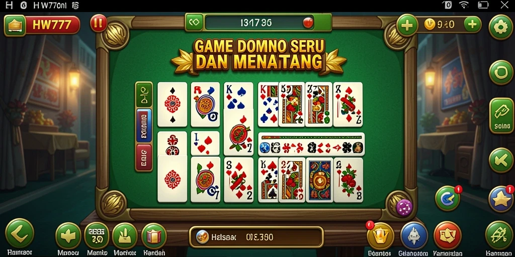 Screenshot HW777 menampilkan pertarungan seru dalam permainan Domino.