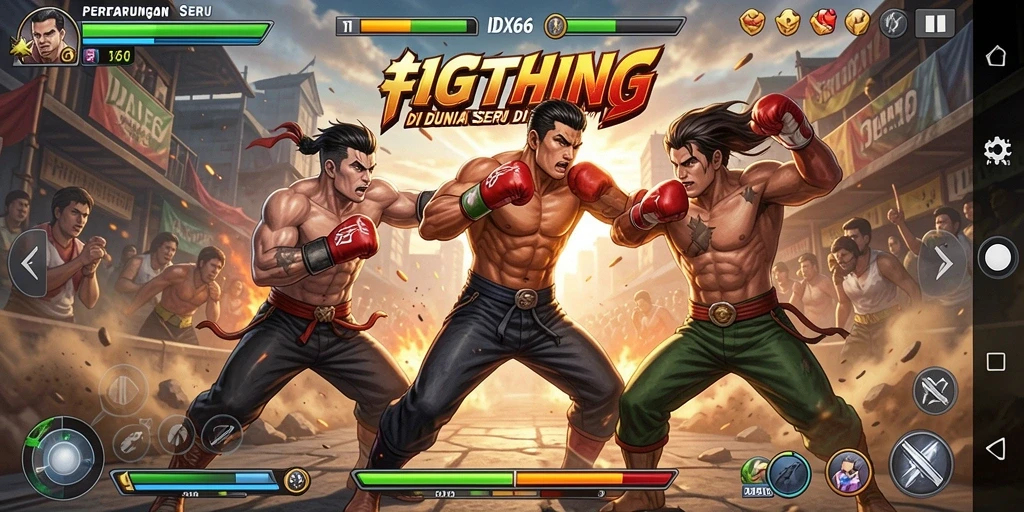 Tampilan layar gameplay IDX66 dengan aksi pertarungan seru