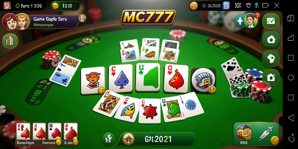 Screenshot gameplay MC777 yang menampilkan serunya permainan Gaple.